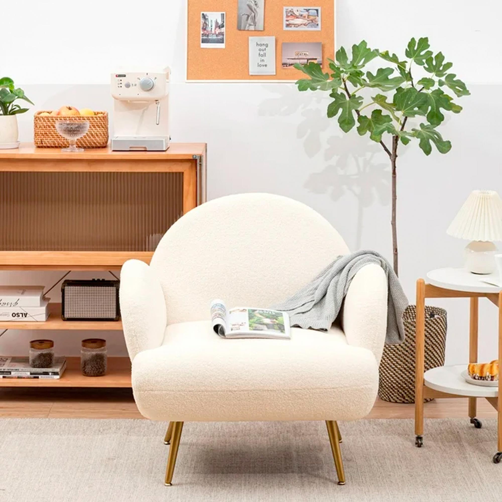 XINMICS White Accent Chair Reading Sofa for Living Room Bedroom - Imagen 2