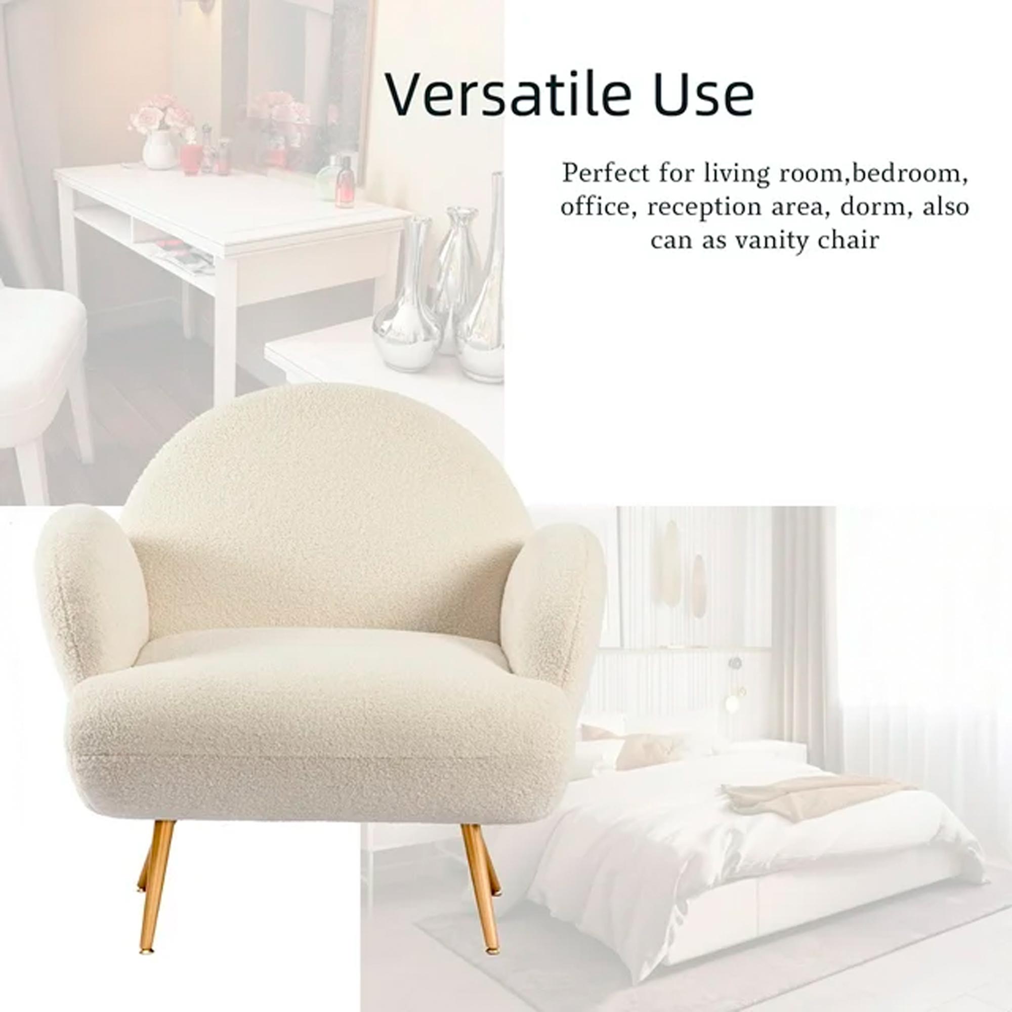 XINMICS White Accent Chair Reading Sofa for Living Room Bedroom - Imagen 3